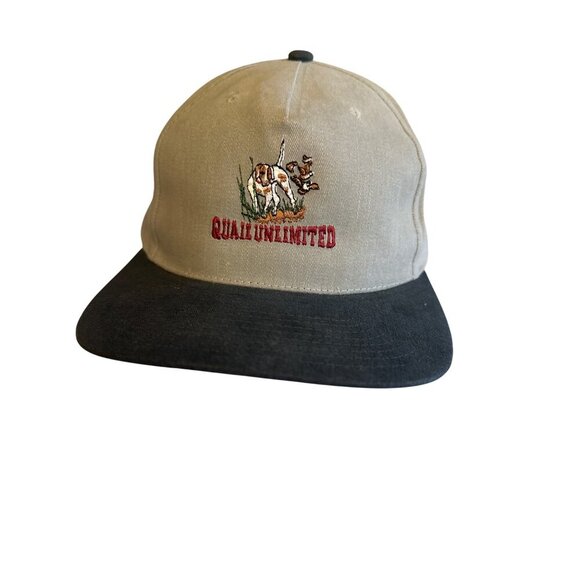 Vintage Quail Unlimited Embroidered Snapback Hat Gray & Black Adjustable - Picture 1 of 6